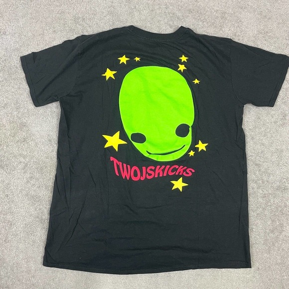 Urban Necessities Shirt Mens Large Black Puff Print Graphics TwoJsKicks Aliens - Picture 2 of 11